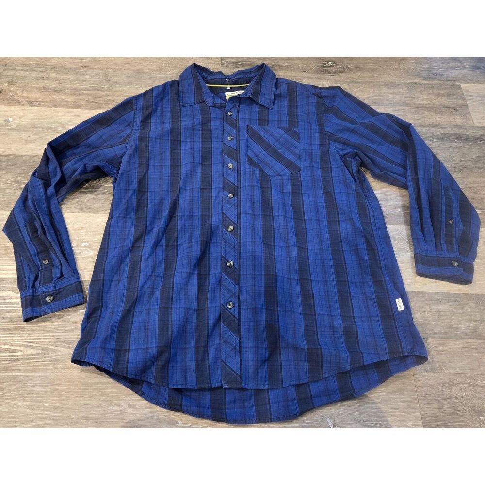 Magellan Outdoors Mens Blue Plaid Long Sleeve‎ Button Down Shirt XL Classic Fit